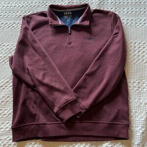 Izod Advantage Performance Stretch Men's XL Fleece Quarter-Zip Pullover Burgandy